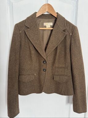 Michael Kors Brown Tweed Notch-Lapel Blazer